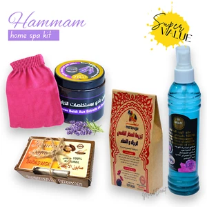 Hammam Spa Set Marroquí Jabón Negro Piel Herbal Tabrima Exfoliante Kessa Guante - Imagen 1 de 14