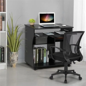 Mesa de Ordenador con Ruedas Escritorio PC para Oficina Despacho Negro Moderno - Imagen 1 de 12