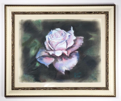 Bodegón pastel original enmarcado rosa rosa rosa de colección (1998), firmado por Pruett 24"x20" Foto 1 de 4