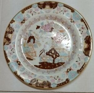 Antique Ashworth & Bros Ironstone China 9 1/2" Plate Oriental Garden & Birds