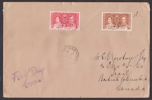 VIRGIN ISLANDS - 1937 KGVI CORONATION - 2V - FDC - Picture 1 of 4