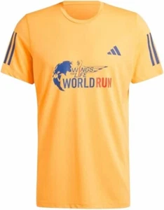 Adidas, Wings For Life, Maglietta Runners Manica Corta, Giallo/Navy. Taglia: Uomo L - Foto 1 di 4