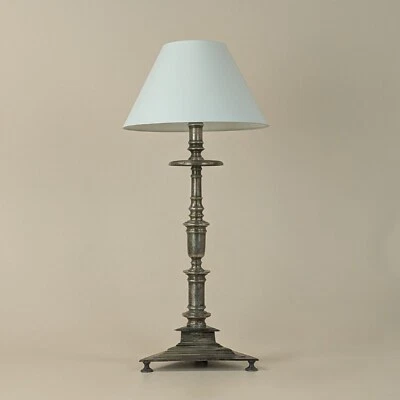 Antique French Silver Plated Bronze Table Lamp Elegant Vintage Lighting - Image 1 of 4