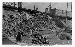Postal de colección de maderas de descarga, mina Stewart, Butte, tala de Montana de la década de 1920 - Imagen 1 de 2