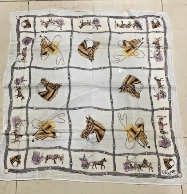 CELINE Paris Bufanda Vintage 18.5"x18.5" Foto 1 de 2