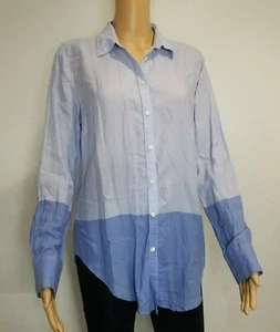 Ann Taylor Loft women's top size medium long sleeve button down shirt blue pre-o - Picture 1 of 9