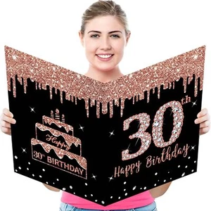 Large 30th Birthday Card With Envelope Extra Big Guest Book Rose Gold 30th Bi... - Picture 1 of 6