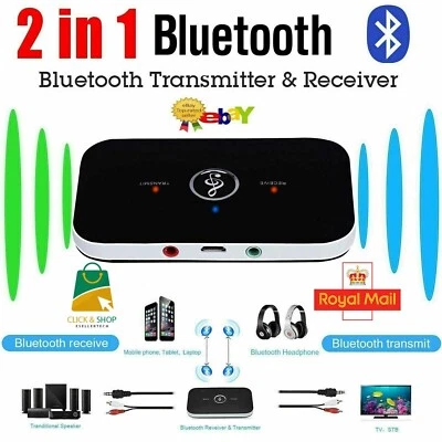 Bluetooth Wireless Audio Transmitter Receiver HiFi Music Adapter AUX RCA 2 in 1 - Image 1 of 4