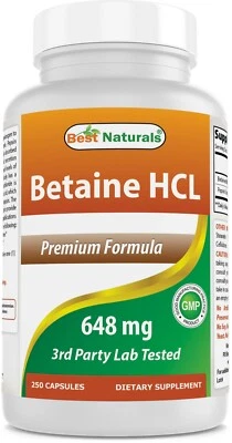 Best Naturals Betaine HCl 648 mg 250 Capsules - Image 1 of 4