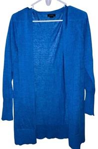 Halogen Womens Linen Blend Open Cardigan Sz XS Blue Long Sleeve Lagenlook - Picture 1 of 6