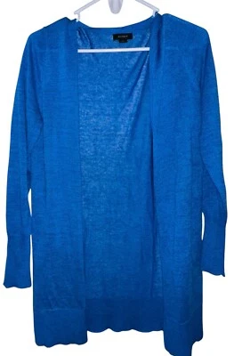 Cárdigan abierto halógeno para mujer mezcla de lino talla XS azul manga larga Lagenlook Foto 1 de 4