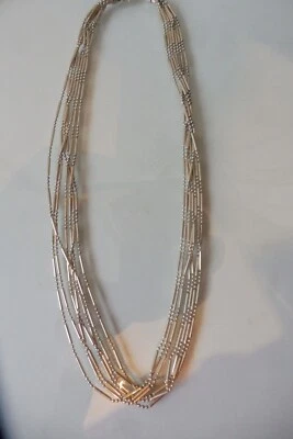 Molto Bella, Vecchia Collana, Collana 925 Argento, 7 Fili, FBM 925 - Immagine 1 di 4