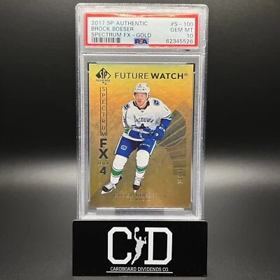 Brock Boeser 2017-18 UD SP Authentic Rookie Future Watch Gold /50 SSP PSA 10  - Image 1 of 2