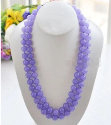 Hermoso collar de cuentas redondas de piedras preciosas de jade lavanda natural real de 8/10/12 mm 36" Foto 1 de 4