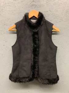 Ann Taylor Petite Black Faux Fur Trimmed Vest Size XSP Women’s Fall Winter Outer - Picture 1 of 8