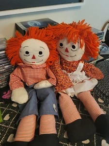 Vintage Raggedy Ann and Andy Dolls Pair 25" - Picture 1 of 4