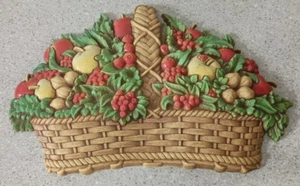 VTG Homco Wall Decor Fruit Basket Plastic Made In USA MCM 10" Gallery Ships Free - Picture 1 of 2