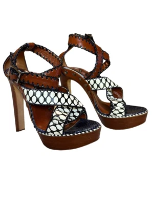 Women DIANE von FURESTENBERG runway multi color leather shoes 9.5 B - Image 1 of 4