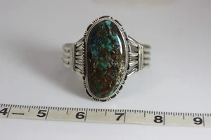 Brazalete de puño turquesa vintage de plata esterlina Dry Creek 6,5"-12689 - Imagen 1 de 4