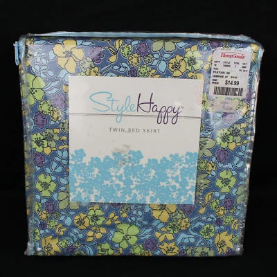 Falda Cama Doble Estilo Azul Feliz Multicolor Flores 15 Pulgadas Gota Nueva en Paquete Foto 1 de 4