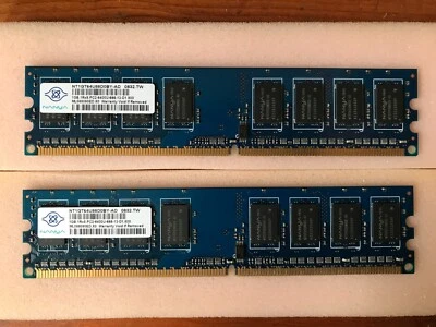 NT1GT64U88D0BY-AD Nanya 1GB PC2-6400 DDR2-800MHz non-ECC Unbuffered CL6 240-Pin - Image 1 of 2