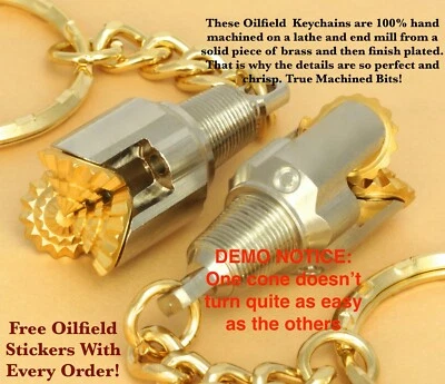 Oilfield Keychain Tricone Drill Bit Rock Bit Pendant Roughneck Oilfield Gift - Image 1 of 2