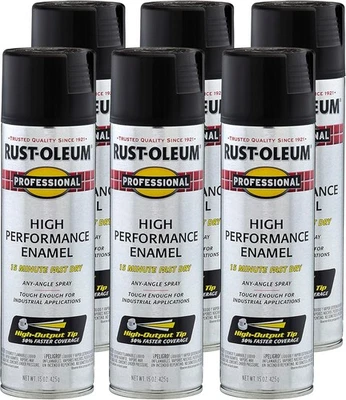 Pintura en aerosol esmaltada profesional Rust-Oleum, 15 oz, negro mate, paquete de 6 Foto 1 de 4