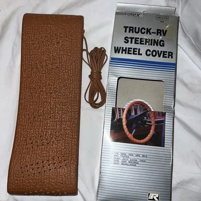 Vintage TRUCK VAN RV Steering Wheel Cover Tan 1985 Lace On 16”-18” Sure Grip - Image 1 of 4