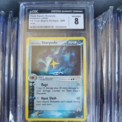 PSA CGC 8 Team Aqua's Sharpedo EX Team Magma Vs Aqua 5/95 Holo Pokemon Card psa - Image 1 of 2