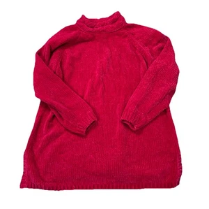 Y2K Stefano International Damen Magenta Stehkragen Chenille Strick Pullover Lg - Bild 1 von 11