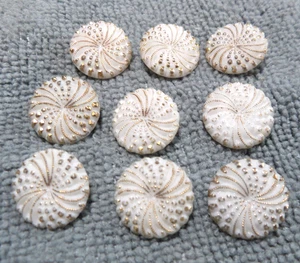 9 Vintage Antique White Glass w/ GOLD TRIM FLOWERS - Picture 1 of 6