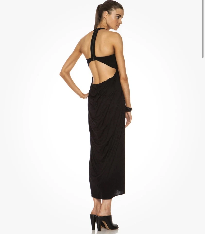 Maxi Vestido Jersey HELMUT LANG Ion Espalda Abierta Recorte Talla P (XS) Negro Espalda Corredora Foto 1 de 4
