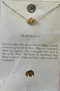 Tiny Tags 14K Gold Ion Plated Elephant Chain Necklace Set Free Ship Sisterhood - Picture 1 of 4