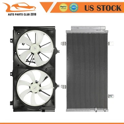 AC Condenser and Cooling Fan Assembly Fit for 2007-2009 2010-2012 Lexus ES350 - Image 1 of 4