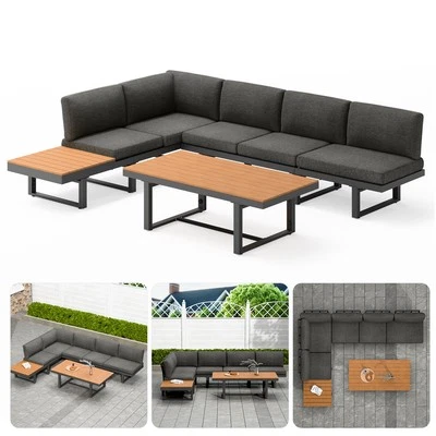 Sitzgruppe Aluminium Lounge mit Liegefunktion Ecksofa Essgruppe wetterfest ☀️ - Bild 1 von 4