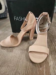 Fashion Nova Women's Size 10 Wide Faux Suede Nubuck 4in Heel Buckle Ankle Strap - Picture 1 of 11