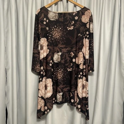 Vestido túnica floral de otoño LBisse para mujer talla XL artístico boho de gran tamaño Foto 1 de 4