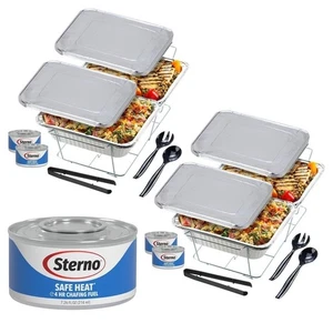 Sterno Disposable Chafing Dish Buffet Set, 4hr Food Warmers for Parties, 22pcs - Picture 1 of 1