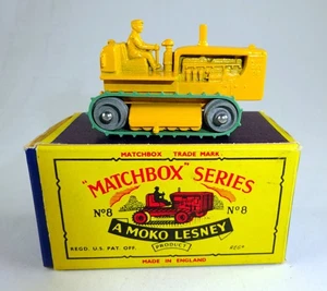 Matchbox RW 08C Caterpillar Tractor gelb Metallrollen top in "B5" Box - Picture 1 of 11