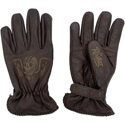 Motorrad Leder Handschuhe L - Rokker Tattoo Ape - Classic Retro Biker braun - Bild 1 von 3