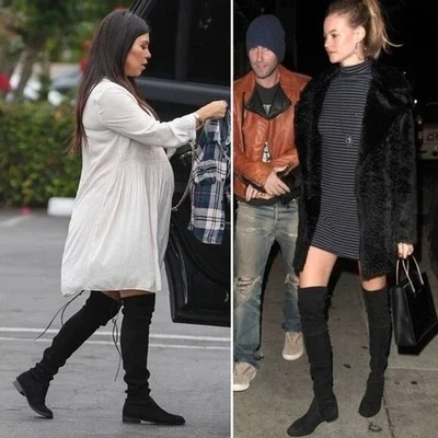 Botas Stuart Weitzman Lowland negras de gamuza sobre la rodilla talla 7M clásicas atemporales Foto 1 de 4