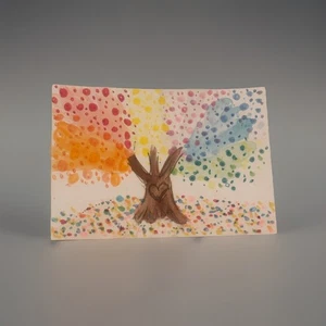 Rainbow Tree Original ACEO / ATC / Tarjeta de Arte en Miniatura / Tamaño de Tarjeta Coleccionable - Imagen 1 de 1
