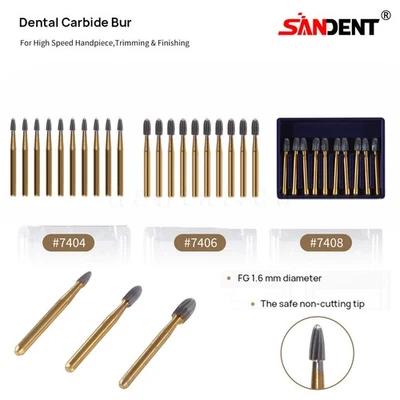 Dental Tungsten Carbide Bur Trimming&Finishing Egg Football FG 7404 7406 7408 US - Image 1 of 4