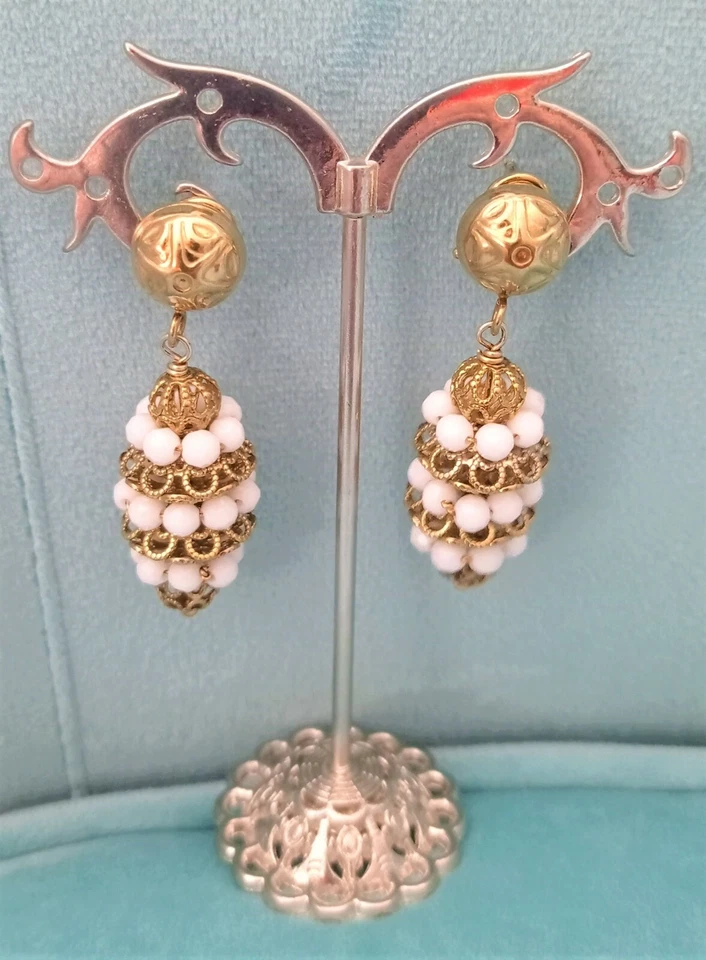 DEA ORECCHINI DONNA ARGENTO 925 DORATI ORO ANTICO PENDENTI AGATA BIANCA VINTAGE - Immagine 1 di 1