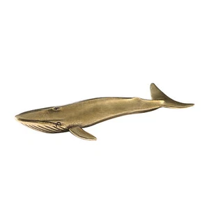 Brass Blue Whale Figurine Statue Table Office Home Decoration Toy - Picture 1 of 6