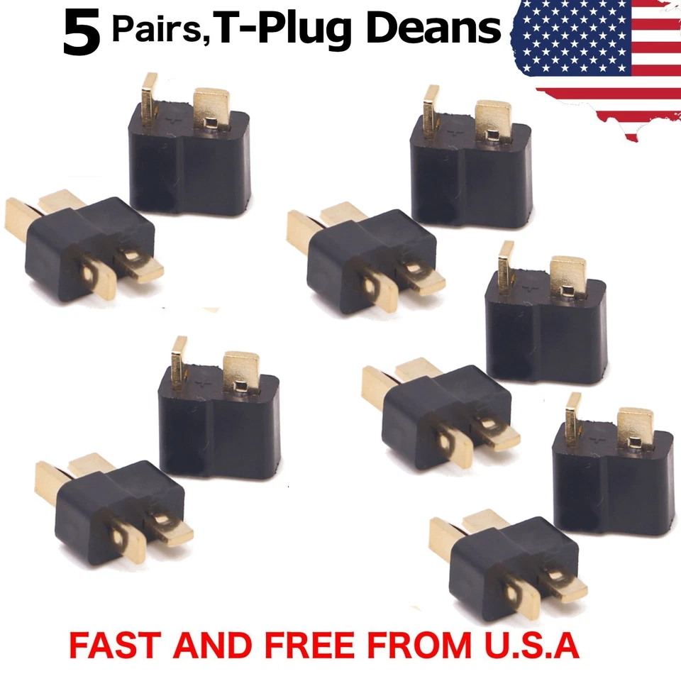 2 Pairs T-plug Red Deans Connectors Male & Female for RC Lipo Battery