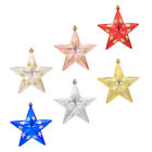  6 Pcs Painted Five-Pointed Star Plastic Christmas Hanging Ornaments Tree