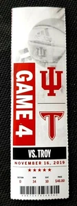 BIGLIETTO BASKET INDIANA UNIVERSITY HOOSIERS STUB v TROY TROJANS 2019 - COME NUOVO! - Foto 1 di 1
