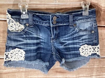 🔥 Lo último KISS Pantalones Cortos de Denim Cici Para Mujer 3 Azul Mezcla de Algodón Cortes Foto 1 de 4