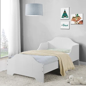 Cama individual para niños anidada de madera para niños pequeños con riel protector blanco Reino Unido - Imagen 1 de 2